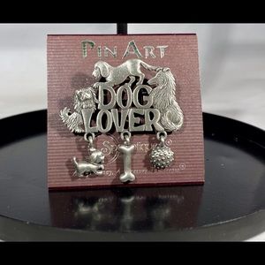 Dog Lover brooch with charms, never off card